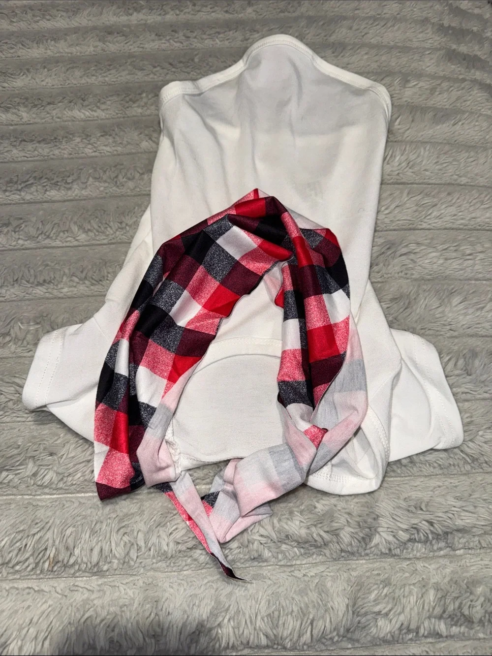 Plaid Red & Black Dog Bandana Harness Accessory - Stylish Pet Scarf
